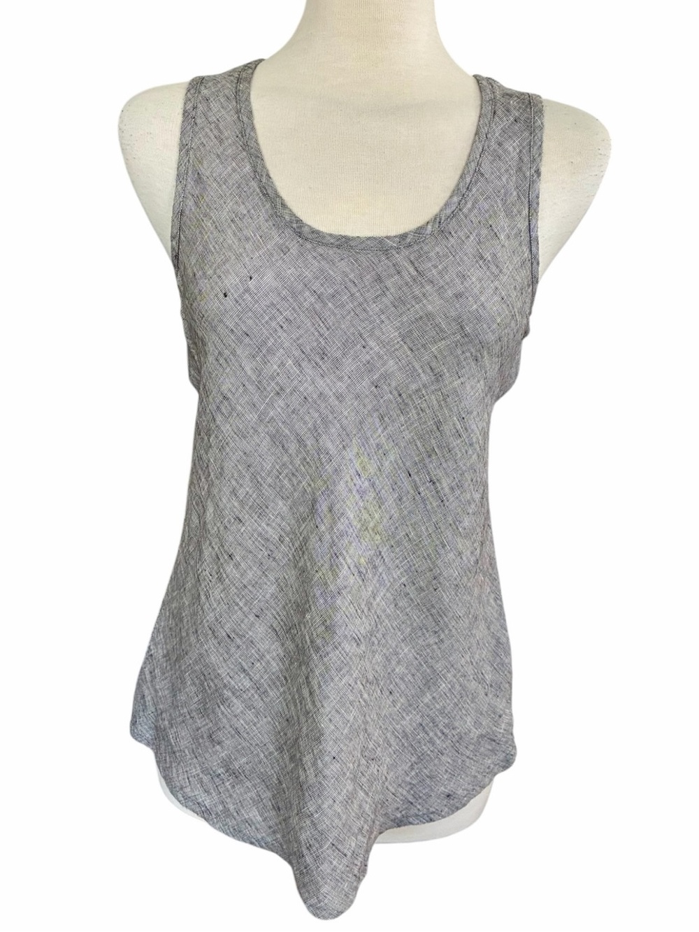 Flax 100% Linen Gray Sleeveless Scoop Neck Tank Top Women's Size Petite